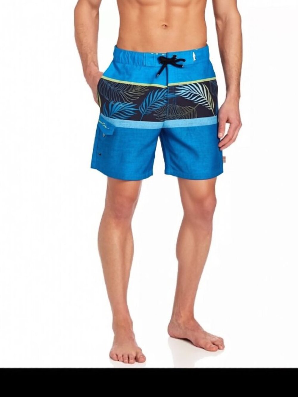 Maui and Sons Blue/Black Tropical Swim Trunks Men Size 34